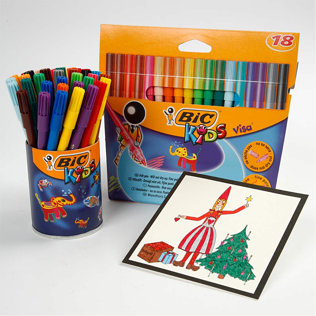 BIC Visa Fin Tusch, spets 1,6 mm, mixade färger, 18 st./ 1 förp. [HOB-37592]