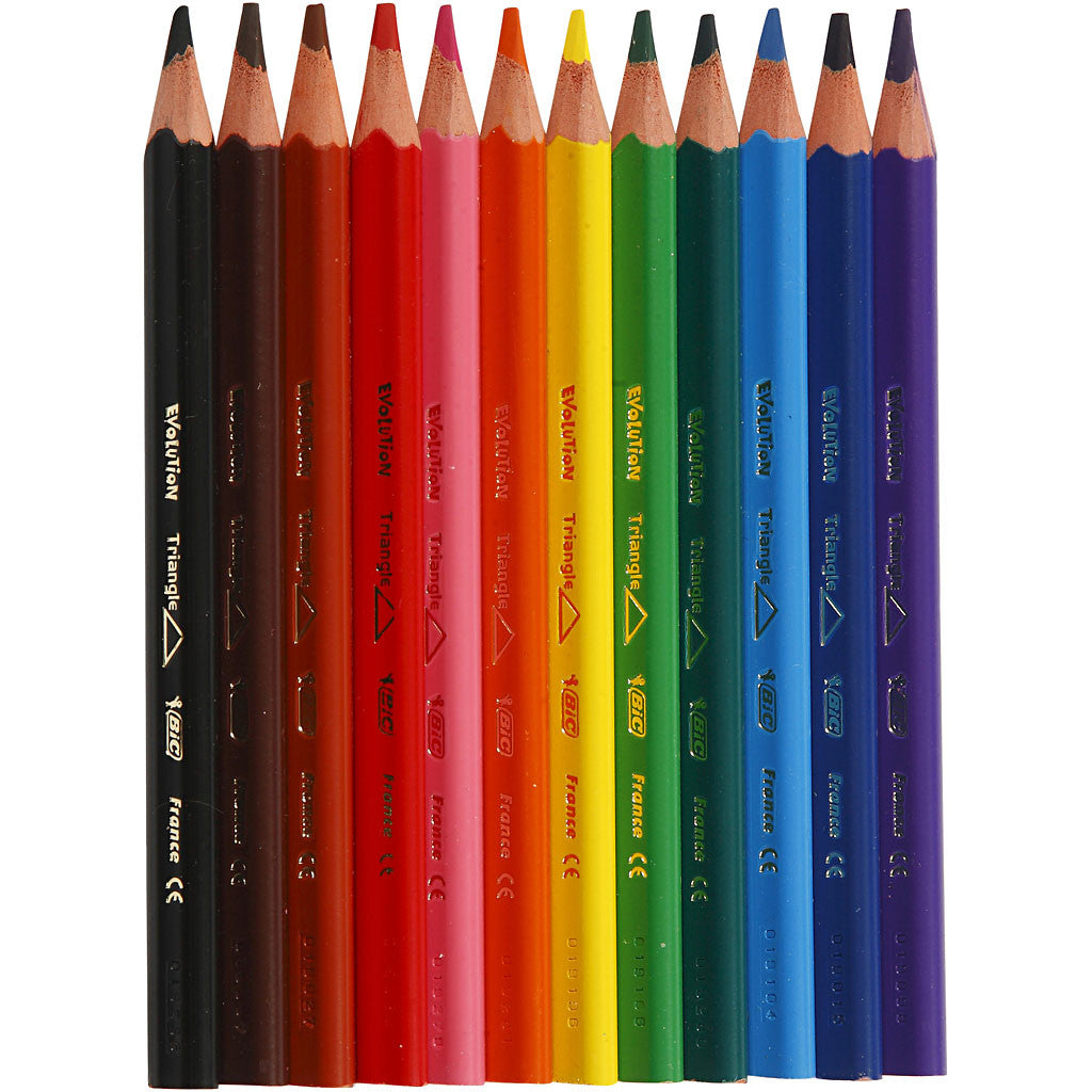 BIC Evolution Färgpennor, L: 14 cm, kärna 5 mm, mixade färger, 12 st./ 1 förp. [HOB-37597]