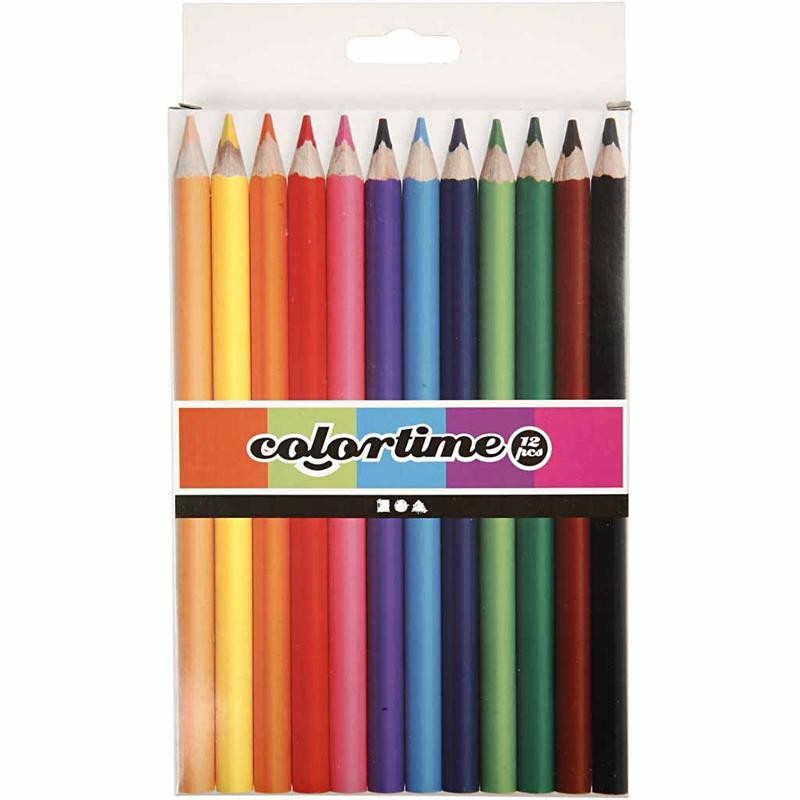 Colortime Färgpennor, L: 17,45 cm, kärna 5 mm, JUMBO, mixade färger, 12 st./ 1 förp. [HOB-38081]