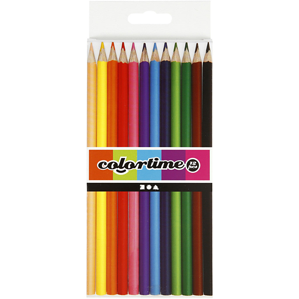 Colortime Färgblyerts, L: 17,45 cm, kärna 3 mm, mixade färger, 12 st./ 1 förp. [HOB-38093]