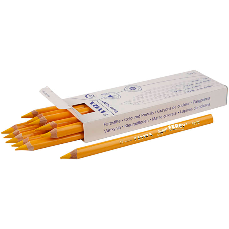 Super Ferby 1 colouring pencils, L: 18 cm, lead 6,25 mm, yellow, 12 pc