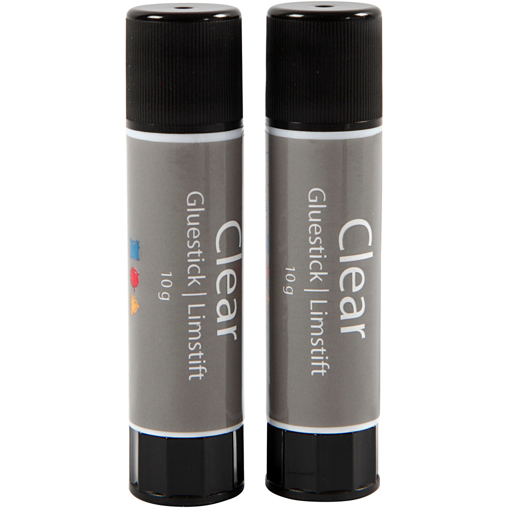 Clear Glue Stick, Round, 10 g, 2 pc
