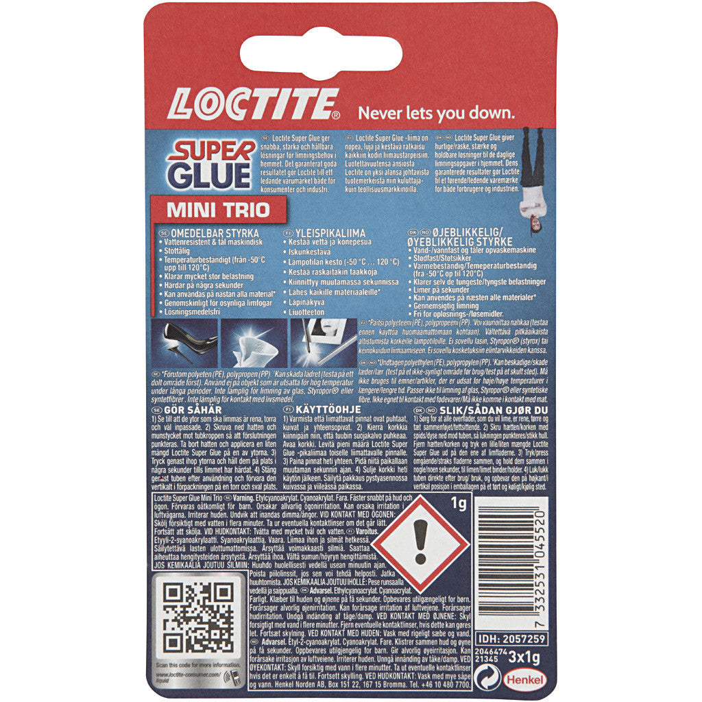 Loctite Super Glue, 3x1 g/ 1 förp. [HOB-39059]