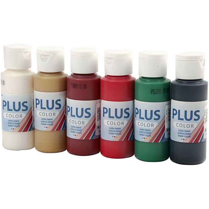 Plus Color Hobbyfärg, julfärger, 6x60 ml/ 1 förp. [HOB-39696]