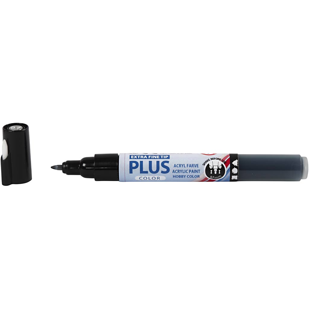 Plus Color Tusch, L: 14,5 cm, spets 0,7 mm, svart, 5,5 ml, 1 st. [HOB-39942]