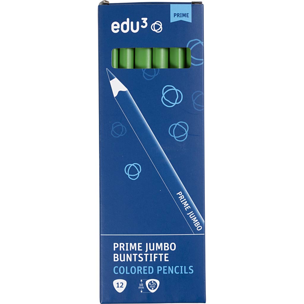 edu Kraftiga Färgblyertspennor, tjocklek 10 mm, kärna 6,25 mm, ljusgrön, 12 st./ 1 förp. [HOB-408062]