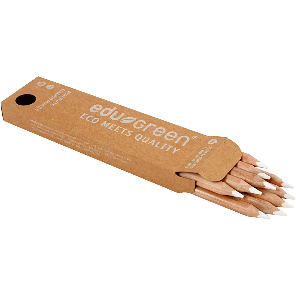 Edugreen Kraftiga Färgpennor, kärna 5 mm, vit, 10 st./ 1 förp. [HOB-408201]