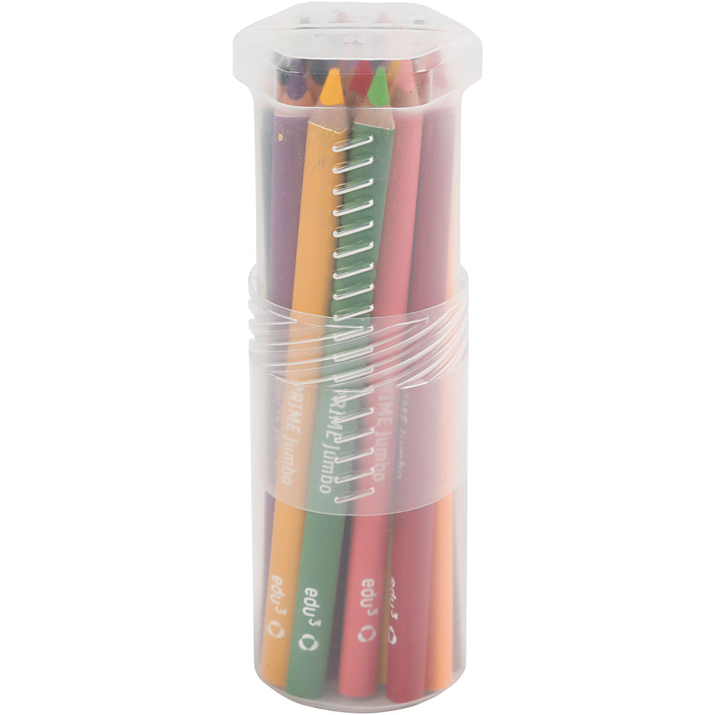 edu Kraftiga Färgblyertspennor, tjocklek 10 mm, kärna 6,25 mm, mixade färger, 18 st./ 1 förp. [HOB-409018]