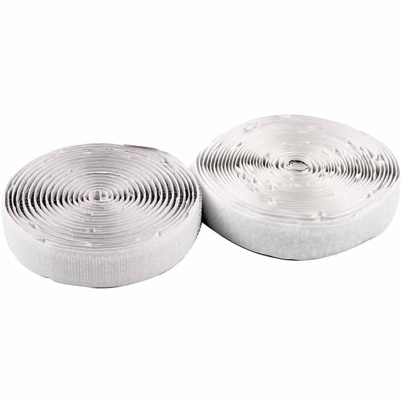 Kardborreband, självhäftande, B: 20 mm, vit, 5 m/ 1 rl. [HOB-41020]