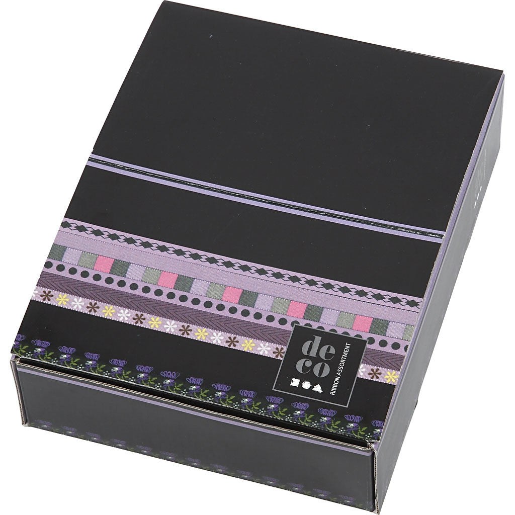 Dekorationsband - sortiment, B: 10 mm, lila, 48x2 m/ 1 förp. [HOB-41051]