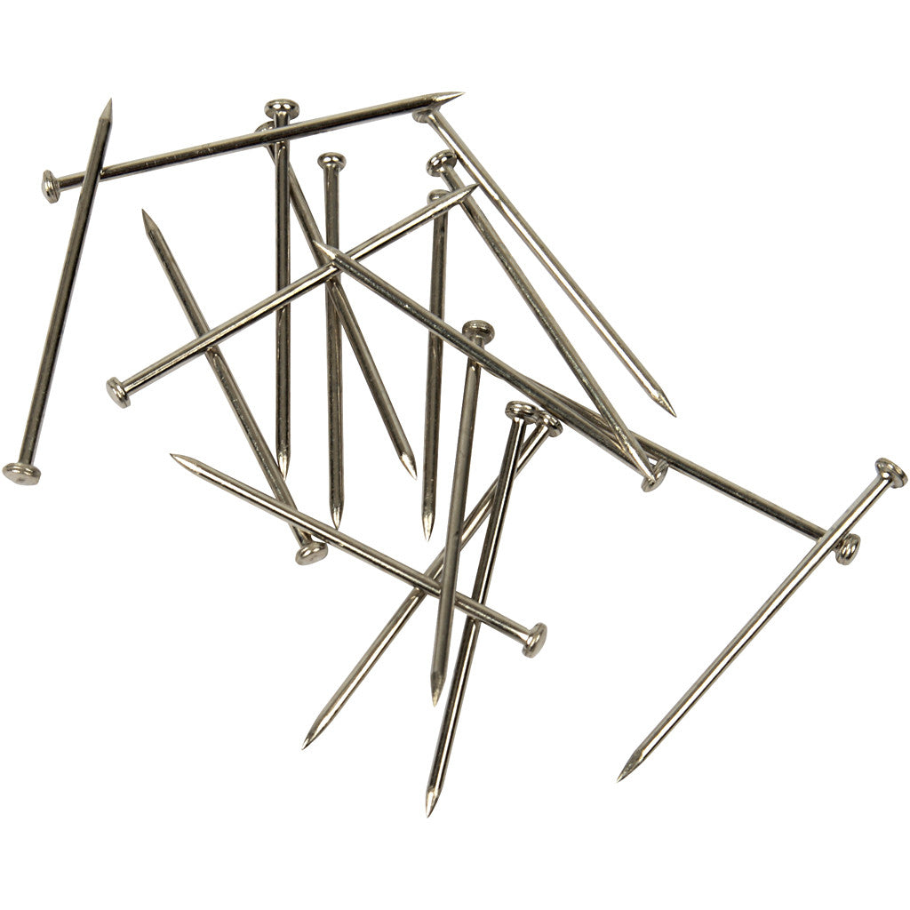 Knappnålar, L: 16 mm, tjocklek 0,65 mm, ca. 500 st., silver, 35 g/ 1 förp. [HOB-41123]