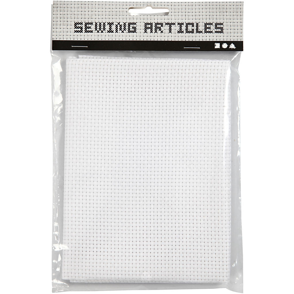 Aida broderiväv, stl. 50x50 cm, 35 rutor per 10 cm, vit, 1 st. [HOB-412622]