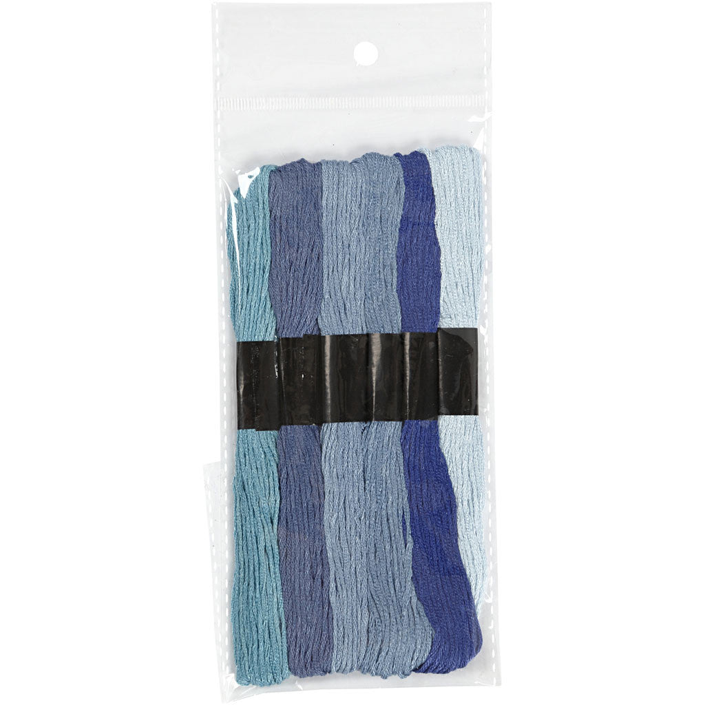 Broderitråd, tjocklek 1 mm, blå harmoni, 6 bunt/ 1 förp. [HOB-412710]