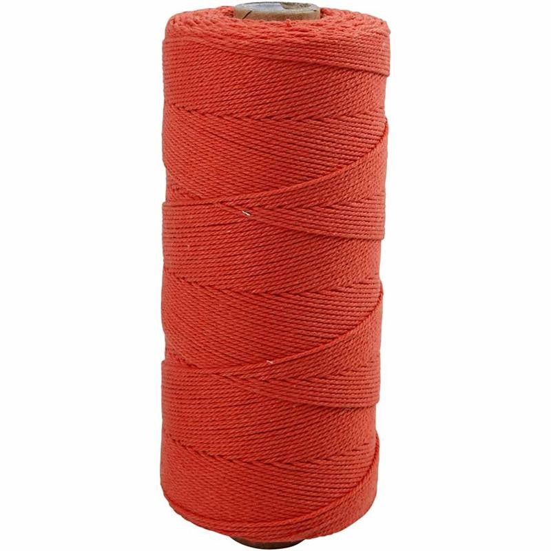 Makramésnöre, L: 315 M, tjocklek 1 mm, Tunn kvalitet 12/12, orange, 220 g/ 1 nystan [HOB-41504]