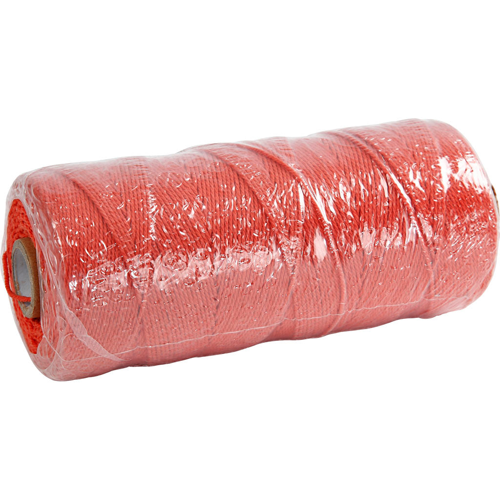 Makramésnöre, L: 315 M, tjocklek 1 mm, Tunn kvalitet 12/12, orange, 220 g/ 1 nystan [HOB-41504]