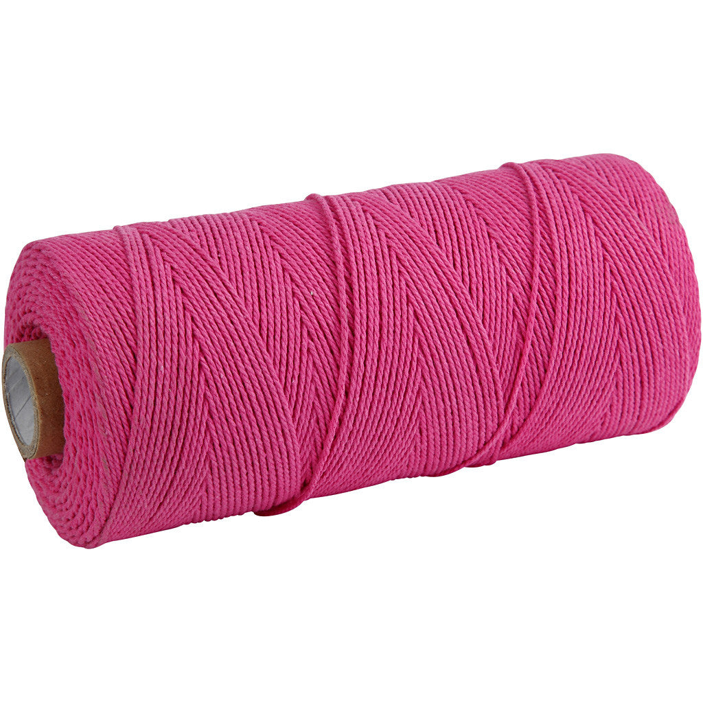 Makramésnöre, L: 315 M, tjocklek 1 mm, Tunn kvalitet 12/12, rosa, 220 g/ 1 nystan [HOB-41508]