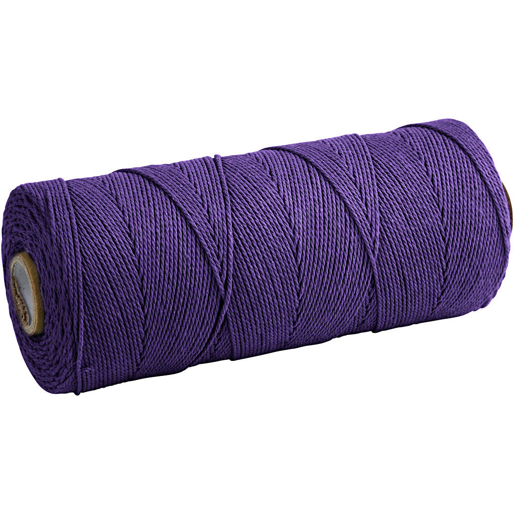 Makramésnöre, L: 315 M, tjocklek 1 mm, Tunn kvalitet 12/12, violet, 220 g/ 1 nystan [HOB-41510]