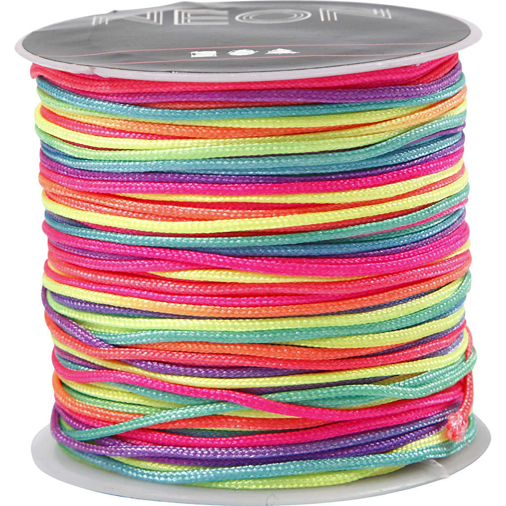 Nylon cord, thickness 1 mm, neon colours, 28 m/ 1 roll