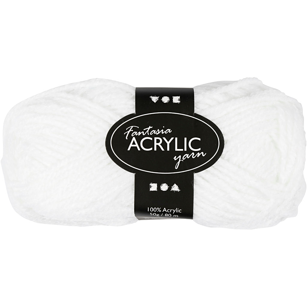 Fantasia Acrylic Yarn, L: 80 M, white, 50 g/ 1 ball