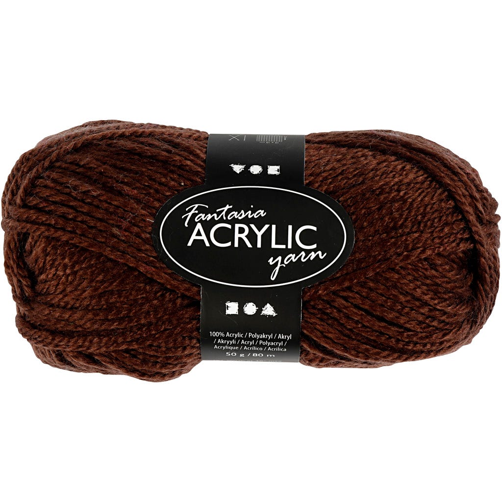 Fantasia Acrylic Yarn, L: 80 M, brown, 50 g/ 1 ball