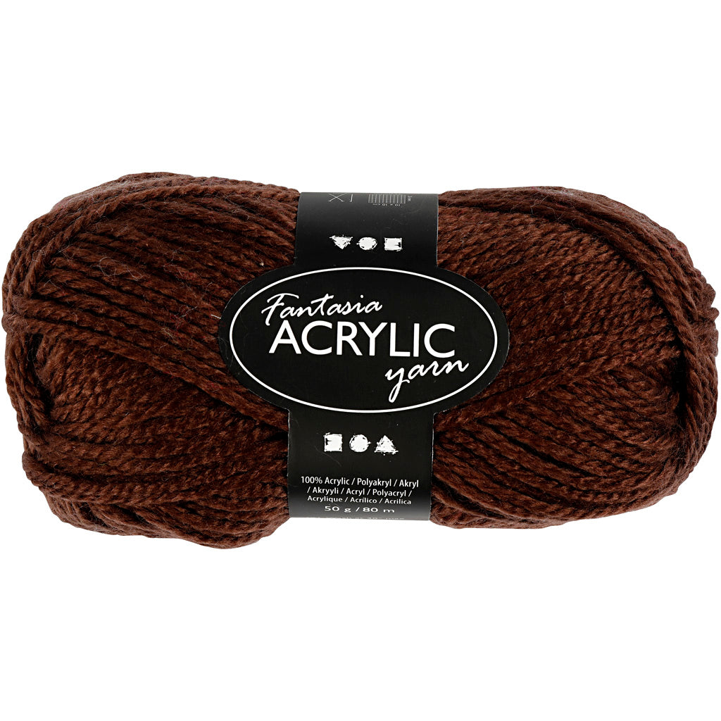 Fantasia Akrylgarn, L: 80 M, brun, 50 g/ 1 nystan [HOB-421806]