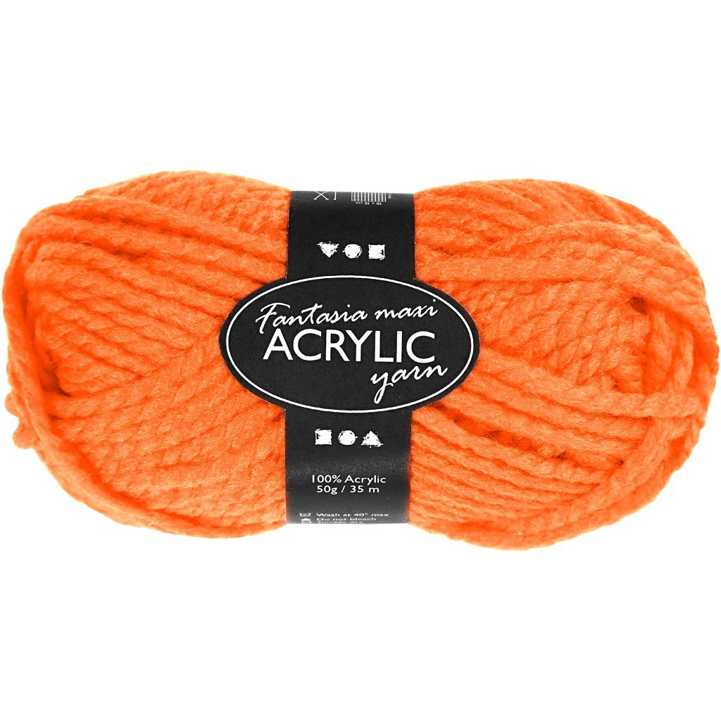 Fantasia Akrylgarn, L: 35 M, Maxi, neonorange, 50 g/ 1 nystan [HOB-421860]