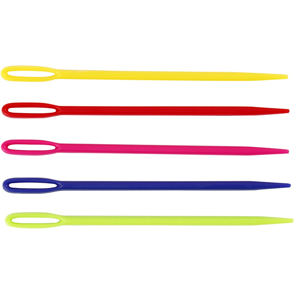 Yarn Needle, L: 7 cm, assorted colours, 5 pc
