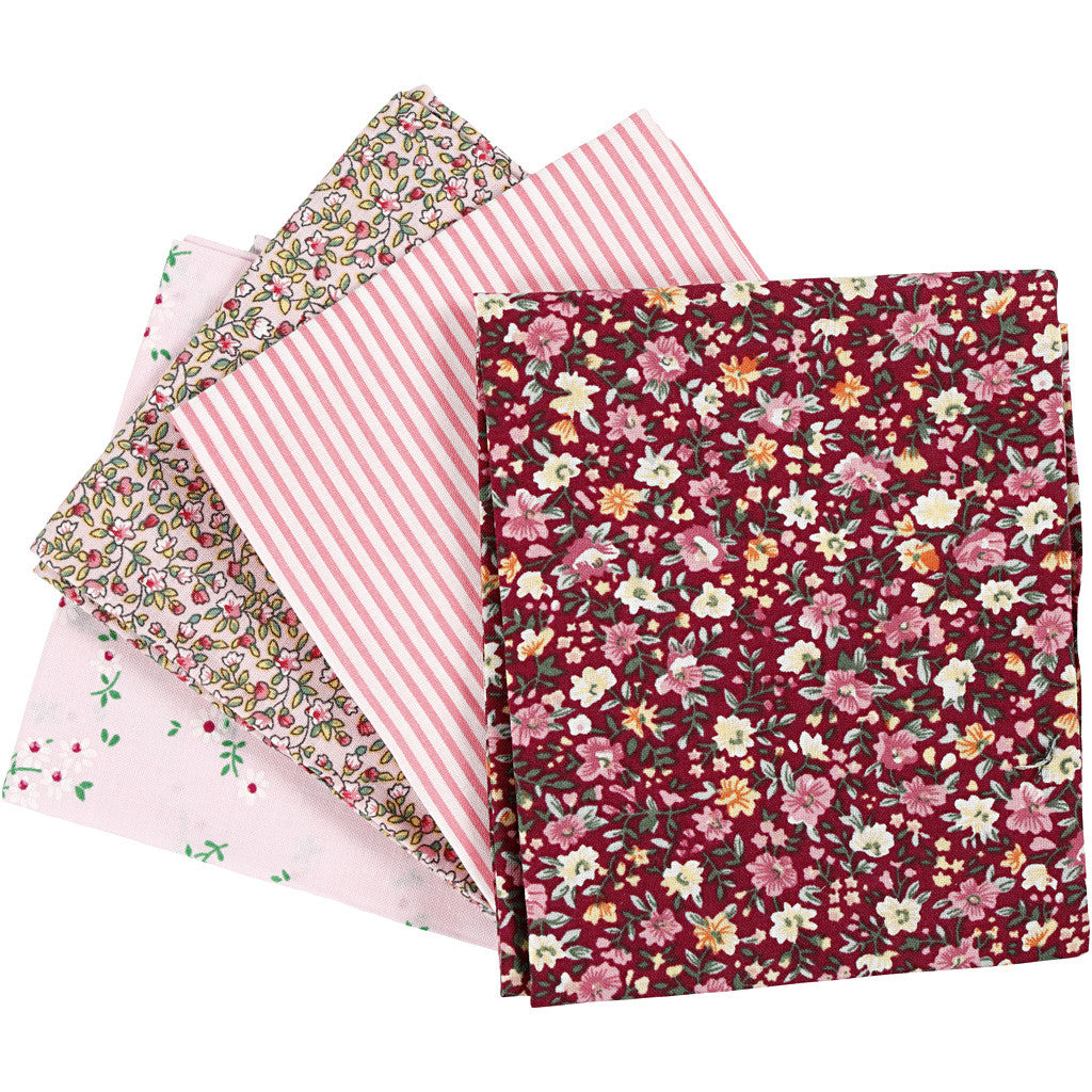 Patchworktyg, stl. 45x55 cm, 100 g, rosa, 4 st./ 1 bunt [HOB-441832]