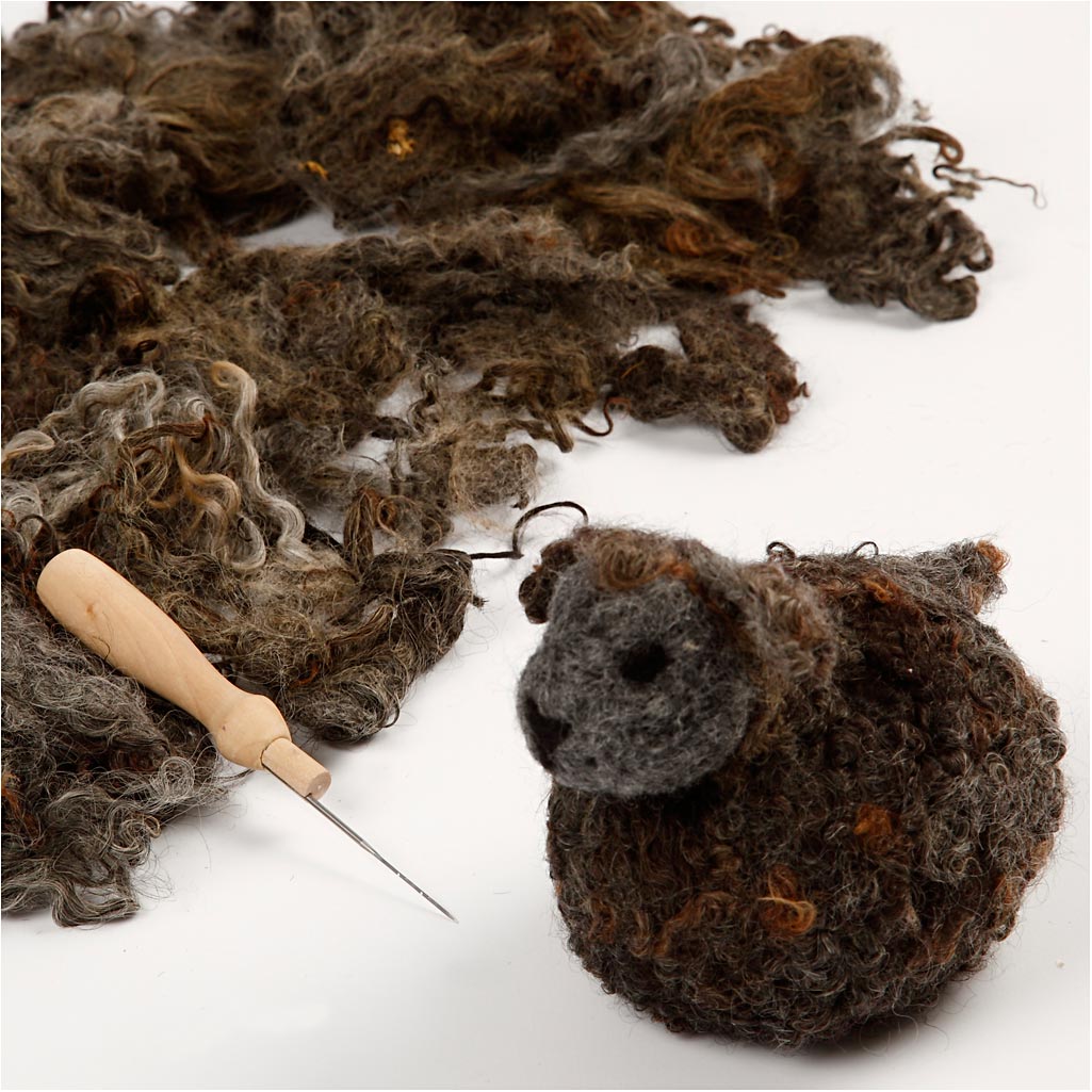 Naturull/krullig ull, mörkgrå, 100 g/ 1 bunt [HOB-45110]