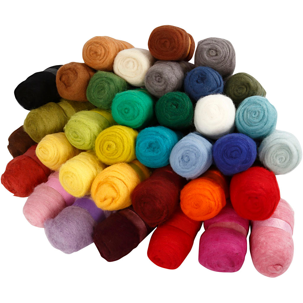 Carded Wool, assorted colours, 35x100 g