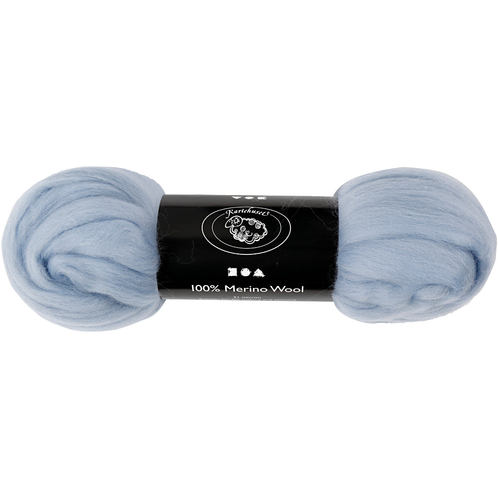 Merino Wool, thickness 21 my, ice blue, 100 g