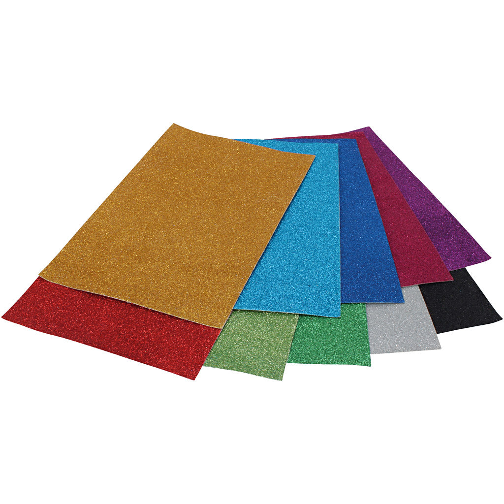 Glitterkartong, A4, färger kan variera , 250 g, 10 ark/ 1 förp. [HOB-2304600]