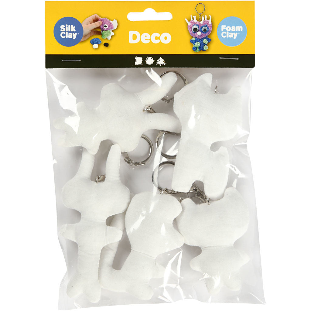 Textilfigurer med nyckelring, H: 6-10 cm, 5 st./ 1 förp. [HOB-49503]