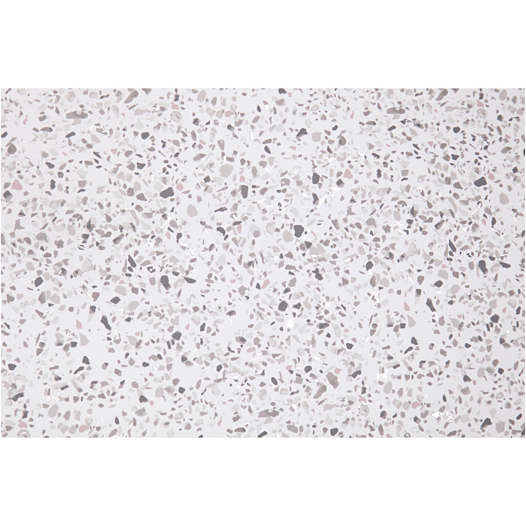 Läderpapper, B: 49,5 cm, folie,tryck, 350 g, vit, 1 m/ 1 rl. [HOB-498832]