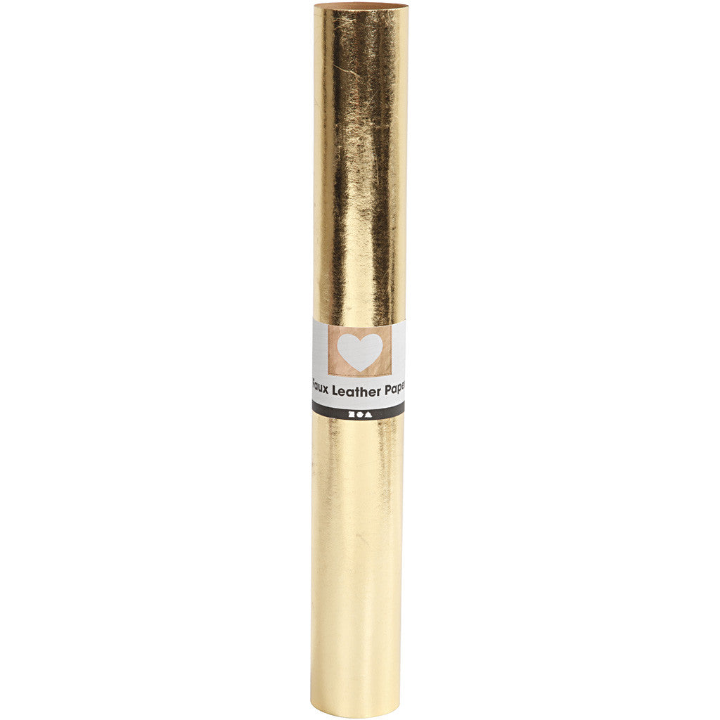 Läderpapper, B: 49 cm, enfärgad,folie, 350 g, guld, 1 m/ 1 rl. [HOB-498948]