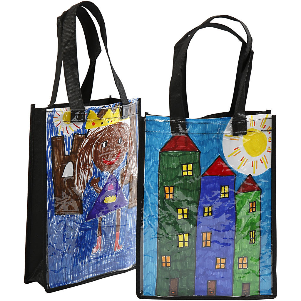 Väska med plastfront, stl. 30x23x7 cm, svart, 1 st. [HOB-499310]