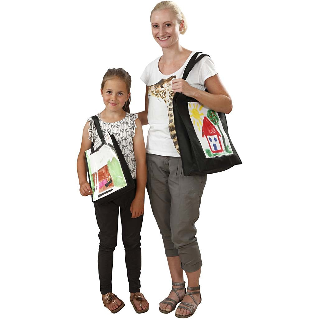 Väska med plastfront, stl. 42x34x12 cm, svart, 1 st. [HOB-49982]