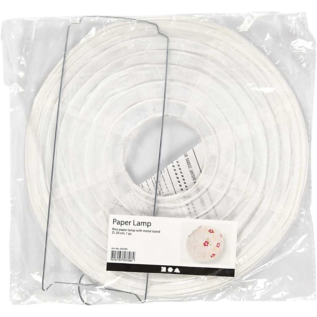 Papperslampa, Rund, Dia. 20 cm, vit, 1 st. [HOB-500280]