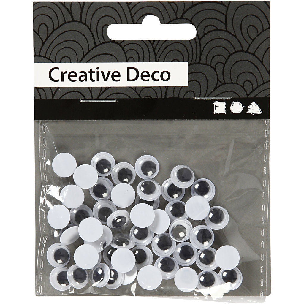 Rörliga Ögon, ej självhäftande, Dia. 8 mm, 40 st./ 1 förp. [HOB-501082]