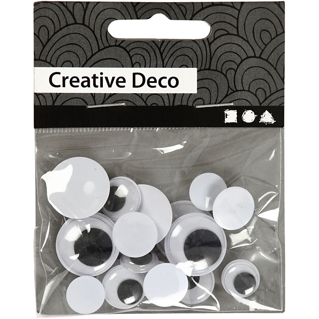 Rörliga Ögon, ej självhäftande, Dia. 12+14+20 mm, 18 mix./ 1 förp. [HOB-50139]