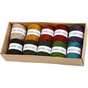 Naturhampa - sortiment, tjocklek 1-2 mm, mixade färger, 10x30 m/ 1 förp. [HOB-50315]