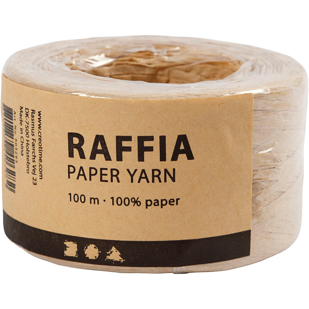 Raffia Pappersgarn, B: 7-8 mm, sand, 100 m/ 1 rl. [HOB-503293]