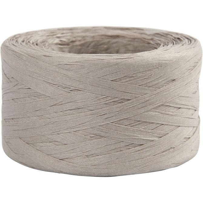 Raffia Pappersgarn, B: 7-8 mm, ljusgrå, 100 m/ 1 rl. [HOB-503294]