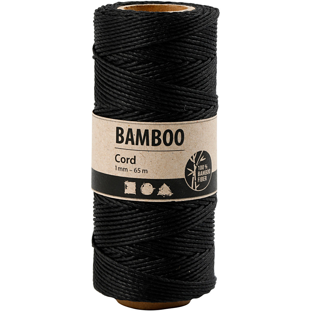 Bambusnöre, tjocklek 1 mm, svart, 65 m/ 1 rl. [HOB-503483]
