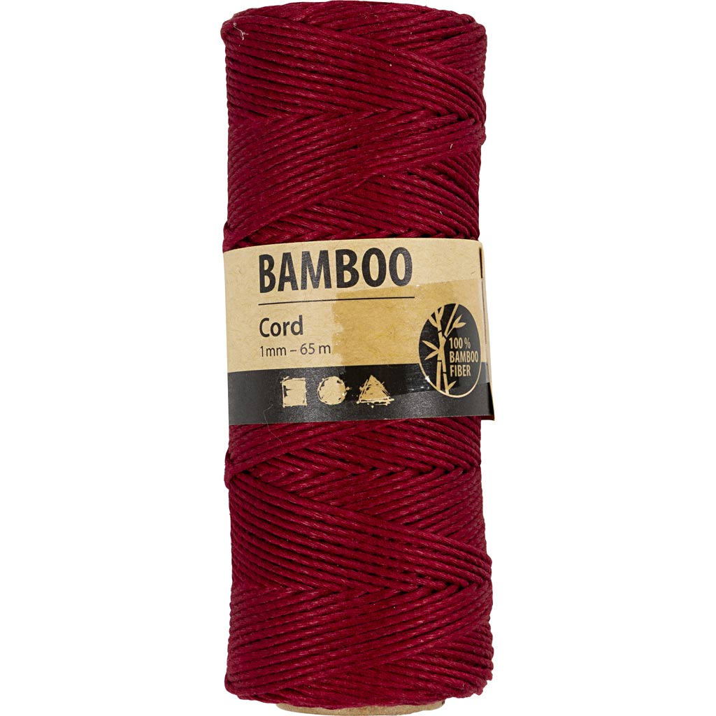 Bambusnöre, tjocklek 1 mm, röd, 65 m/ 1 rl. [HOB-503485]