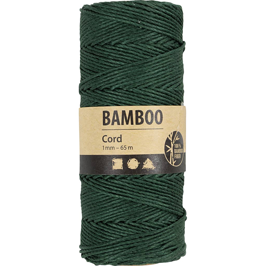 Bambusnöre, tjocklek 1 mm, grön, 65 m/ 1 rl. [HOB-503486]