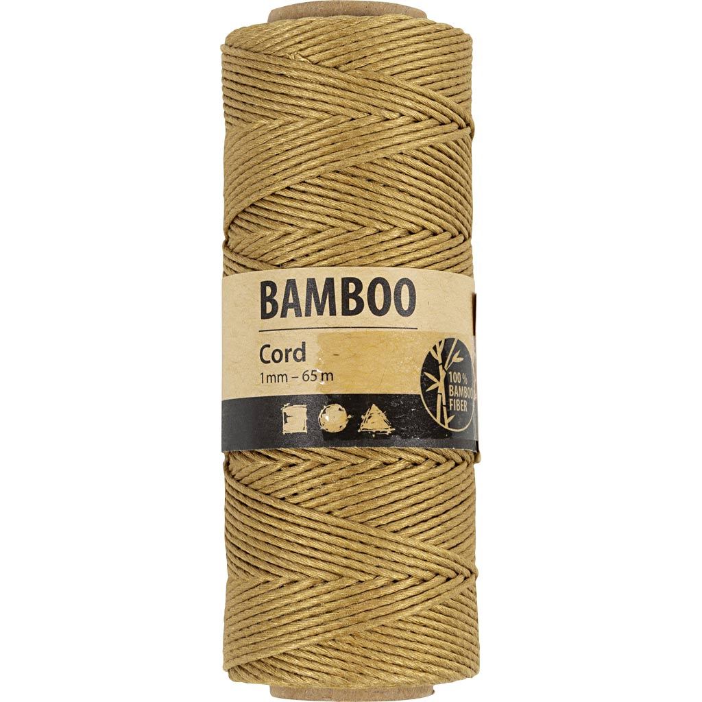 Bambusnöre, tjocklek 1 mm, guld, 65 m/ 1 rl. [HOB-503488]