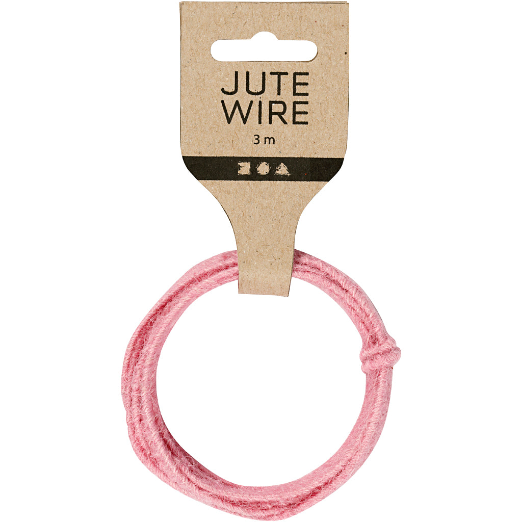 Jute Wire, tjocklek 2-4 mm, rosa, 3 m/ 1 förp. [HOB-503498]