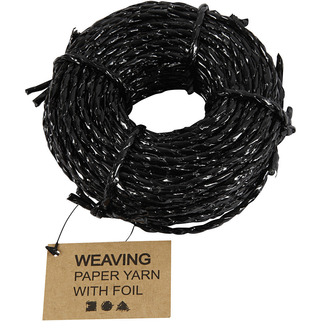 Paper Yarn, tjocklek 3,5-4 mm, ca. 25 m, svart, 25 m/ 1 rl. [HOB-50399]
