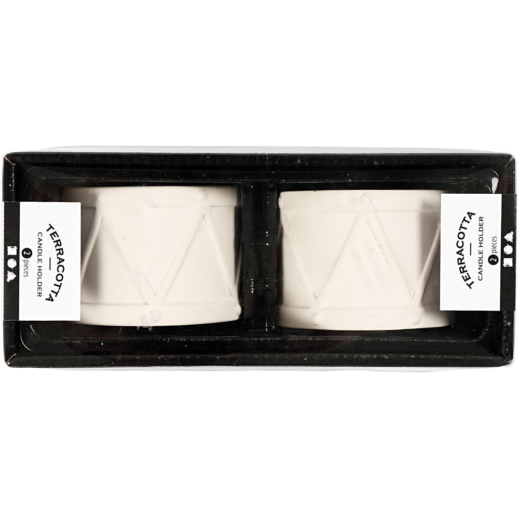 Ljusstakar, H: 6,6 cm, Dia. 9,3 cm, Hålstl. 2,2+4 cm, vit, 2 st./ 1 förp. [HOB-50575]